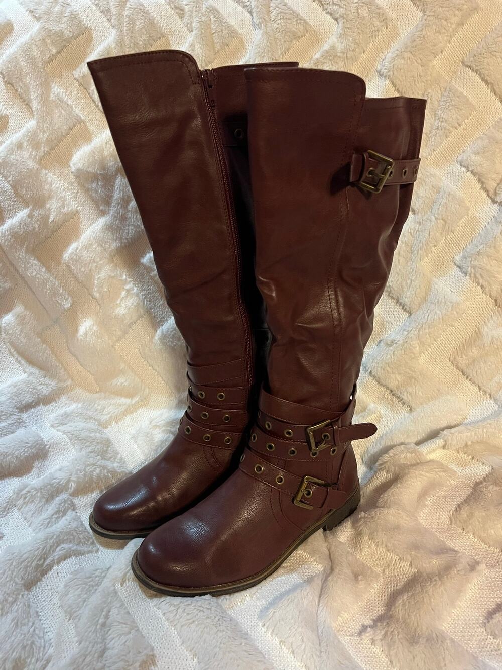 JustFab burgundy Paulina boots